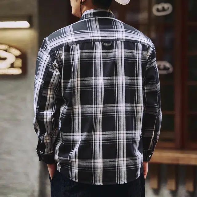 格蓝鹿 宽松翻领纯色休闲长袖衬衫 男款