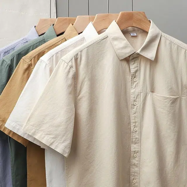 杜克恩 时尚休闲简约纯色短袖衬衫 男款