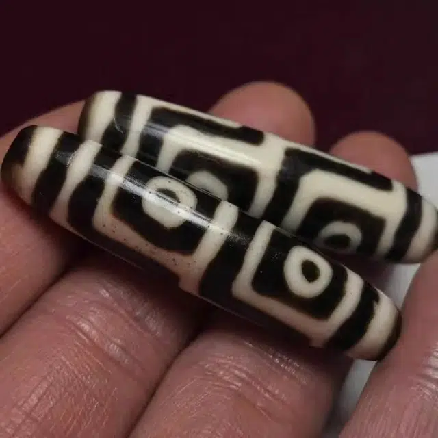 灵运宝 【师傅已加能量】#转运招财西藏藏区地门四眼天珠一对黑白分明老矿风化油润包浆老料器磨损到位 小米珠 吊坠 男女同款情侣款