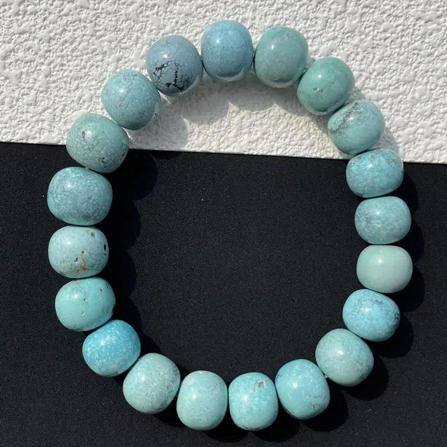 灵运宝 【师傅已加能量】转运招财湖北原矿高瓷蓝老型瓷度玻璃瓷一物一图无油无水 绿松石 手串 男女同款情侣款 全新