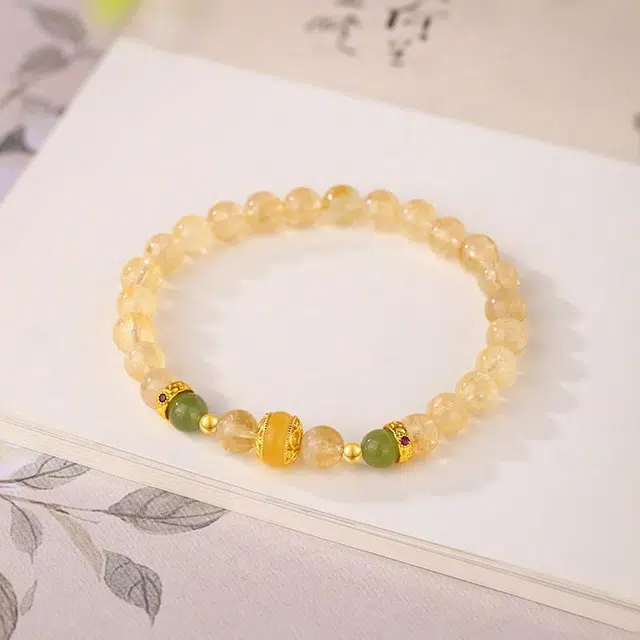 【旺运聚财】 金六福吉祥 清新明亮可爱萌动 能量四射治愈守护 日常百搭通勤佩戴 新中式国潮风时尚天然 黄水晶 手串 男女同款情侣款