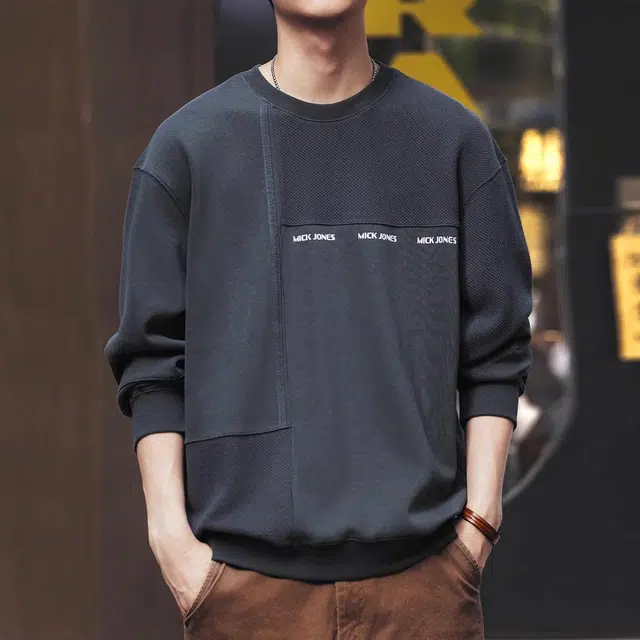 格蓝鹿 宽松圆领长袖卫衣 男款