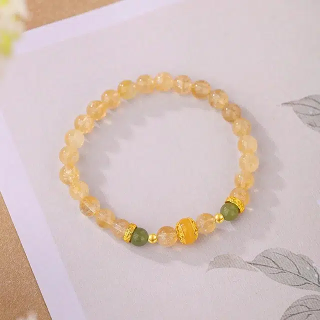 【旺运聚财】 金六福吉祥 清新明亮可爱萌动 能量四射治愈守护 日常百搭通勤佩戴 新中式国潮风时尚天然 黄水晶 手串 男女同款情侣款