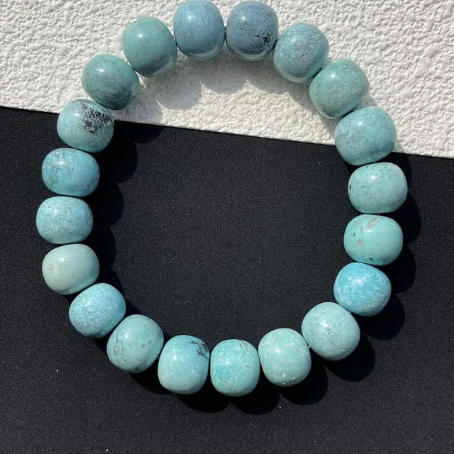 灵运宝 【师傅已加能量】转运招财湖北原矿高瓷蓝老型瓷度玻璃瓷一物一图无油无水 绿松石 手串 男女同款情侣款 全新
