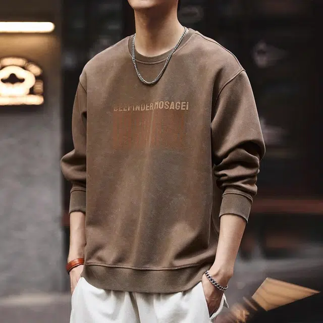 格蓝鹿 套头重磅做旧印花卫衣 男款