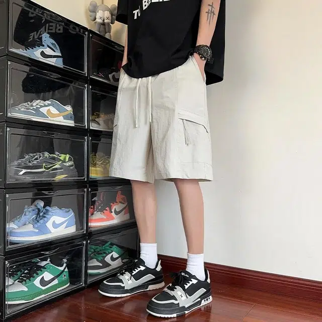 【dme】 户外机能宽松潮流时尚街头风格纯色抽绳舒适轻薄透气五分百搭休闲短裤 男女同款