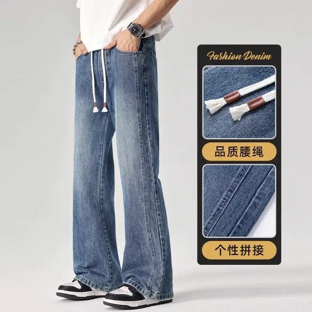 隐狼世家 美式复古高街直筒百搭潮流牛仔裤 男款