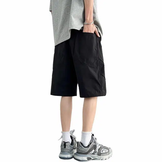 【dme】 美式时尚潮牌纯色宽松五分裤休闲短裤 男女同款