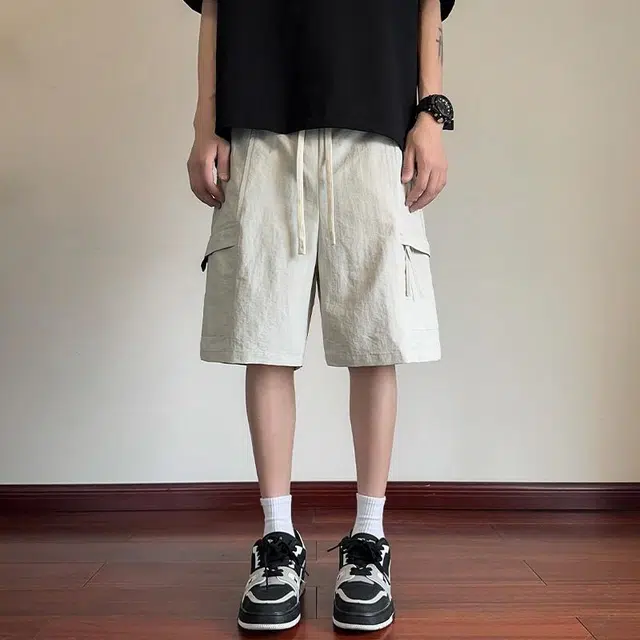 【dme】 户外机能宽松潮流时尚街头风格纯色抽绳舒适轻薄透气五分百搭休闲短裤 男女同款