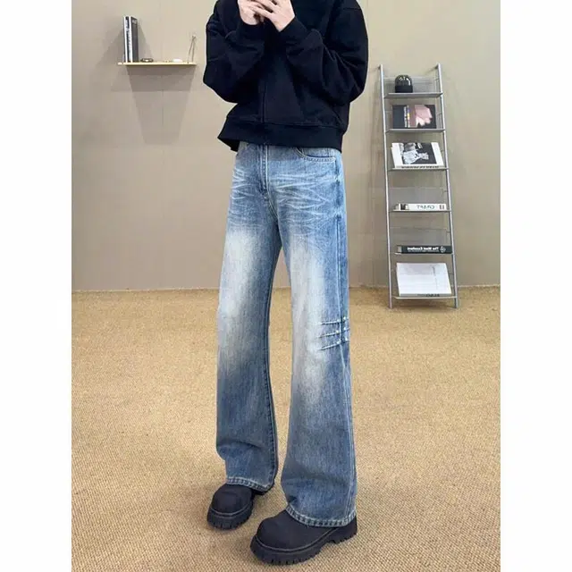 佐菲利 美式高街水洗百搭牛仔裤 男女同款