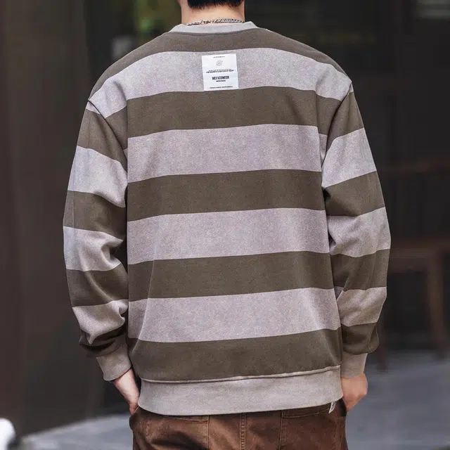 格蓝鹿 美式复古条纹套头长袖卫衣 男款