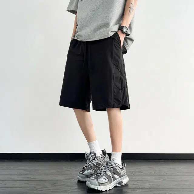 【dme】 美式时尚潮牌纯色宽松五分裤休闲短裤 男女同款
