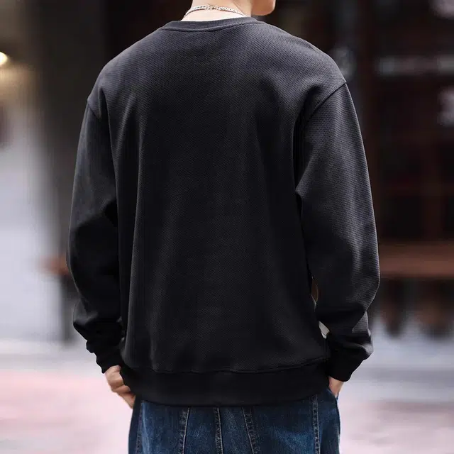 格蓝鹿 宽松做旧圆领长袖卫衣 男款