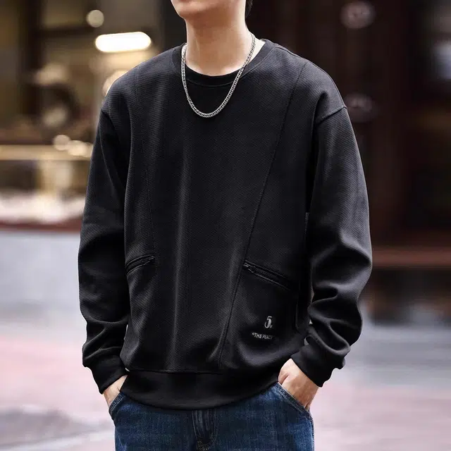 格蓝鹿 宽松做旧圆领长袖卫衣 男款