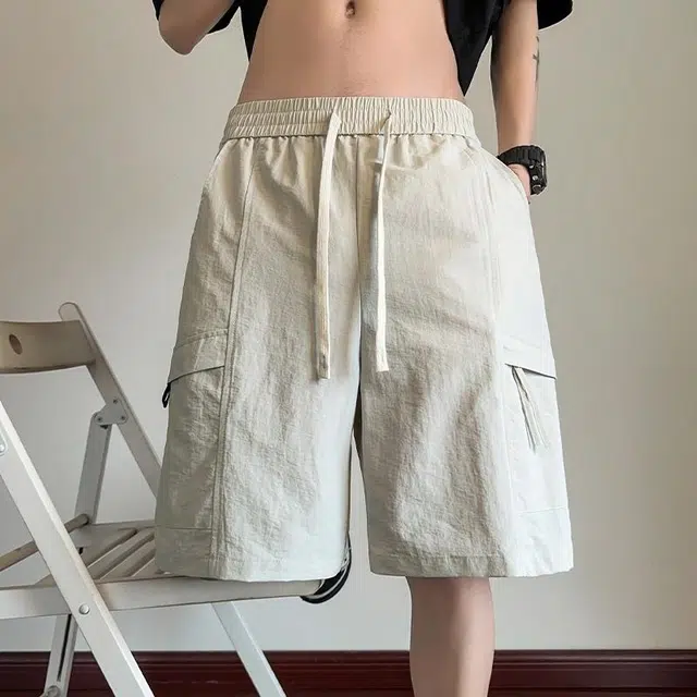 【dme】 户外机能宽松潮流时尚街头风格纯色抽绳舒适轻薄透气五分百搭休闲短裤 男女同款