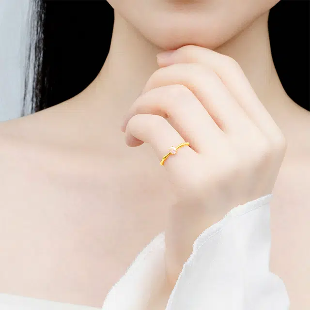【有你竹矣】 行金银中 时尚潮流百搭轻奢高级感简约小众温婉大气 足金 按克计价 戒指 男女同款情侣款