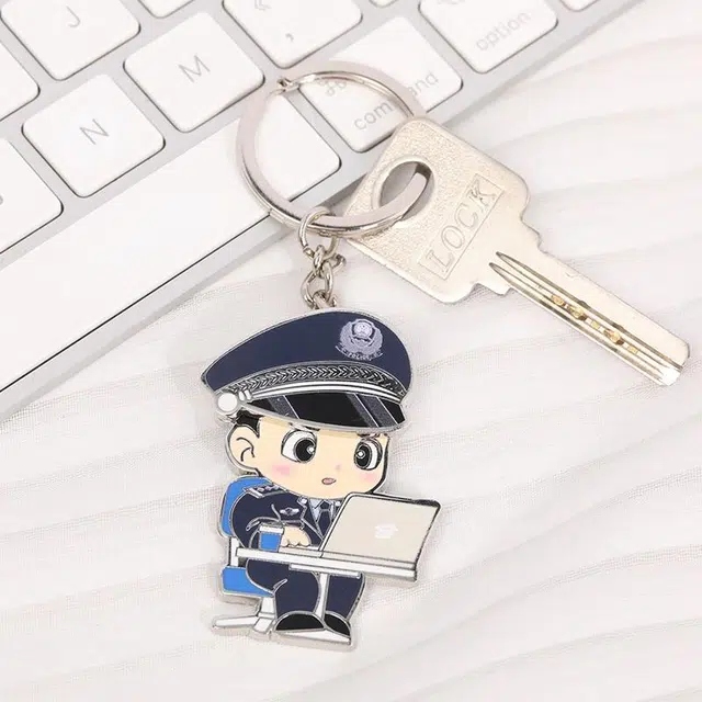 蜀黍家 因公致秃挂件 原创卡通警察包包挂饰 锌合金 钥匙扣 男女同款情侣款