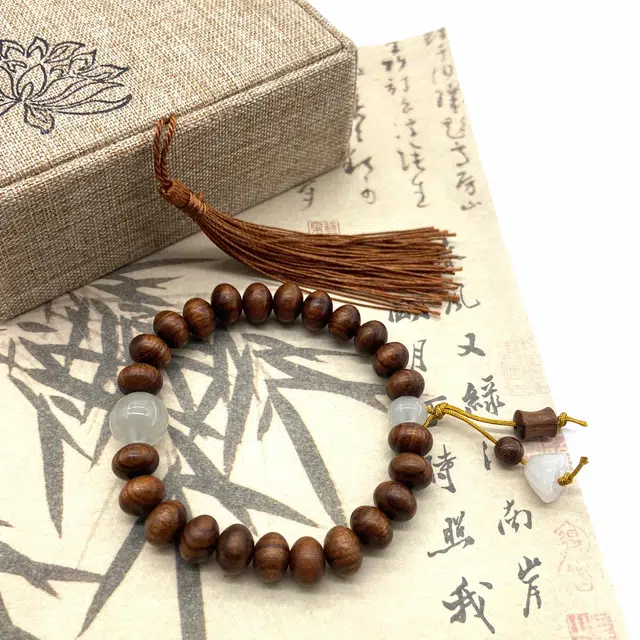 耳玺 中式国潮小众设计感古风盘玩文玩佛珠盘玩佩戴好运招财纳福转运念珠 花梨木 手串 男女同款情侣款