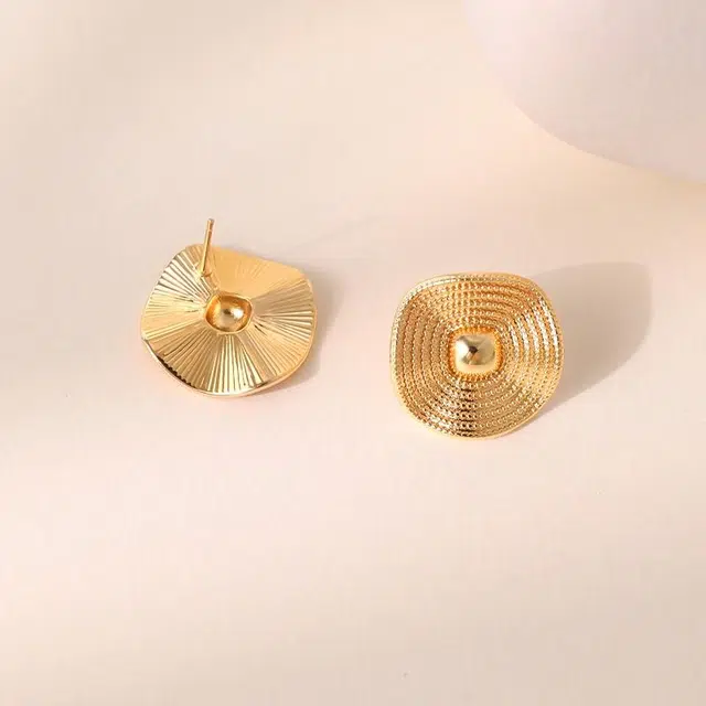 韵系 法式复古金属不规则 铜镀金 耳环 女款