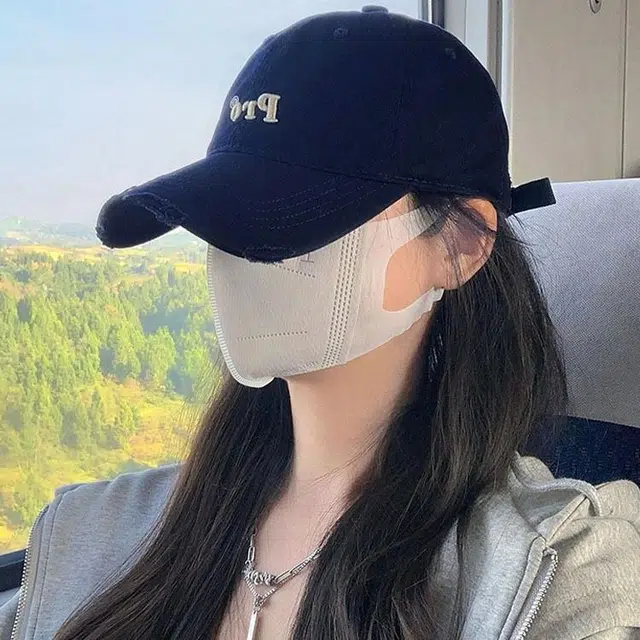 浪莎 立体字母刺绣破洞户外出行运动风百搭大头围显脸小防晒遮阳帽 棉 鸭舌帽 男女同款情侣款