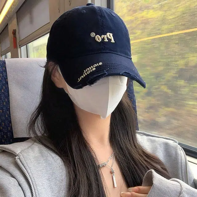 浪莎 立体字母刺绣破洞户外出行运动风百搭大头围显脸小防晒遮阳帽 棉 鸭舌帽 男女同款情侣款