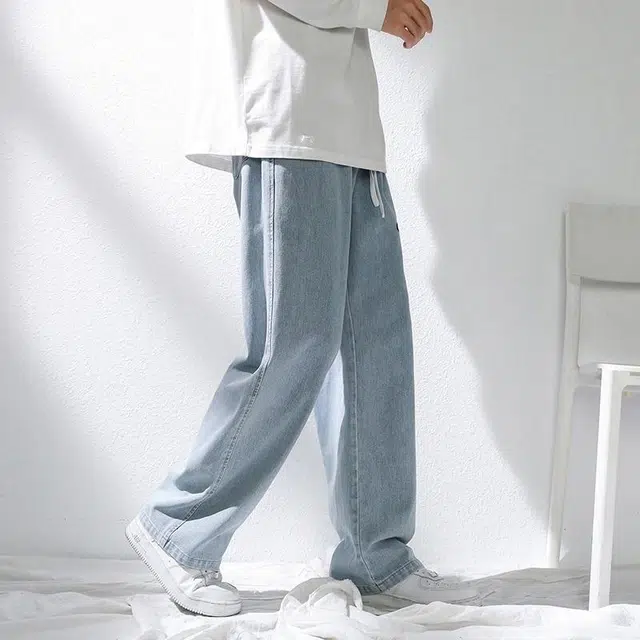 顶峰保罗 美式高街宽松百搭休闲直筒牛仔裤 男女同款