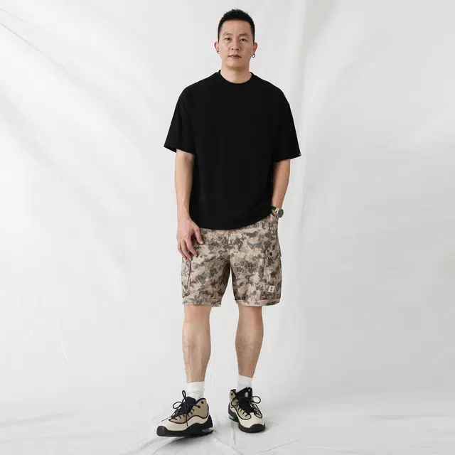 实年服工 夏季数码五分裤宽松休闲工装短裤 男款 迷彩