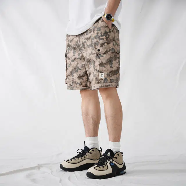 实年服工 夏季数码五分裤宽松休闲工装短裤 男款 迷彩