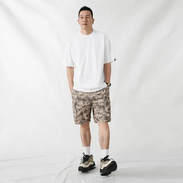 实年服工 夏季数码五分裤宽松休闲工装短裤 男款 迷彩