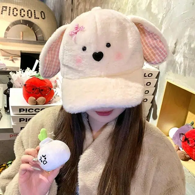 雅鹿优选 日系甜美可爱格纹兔子耳朵春夏季户外出行防晒遮阳百搭拍照打卡大头围显脸小 聚酯纤维 鸭舌帽 男女同款情侣款