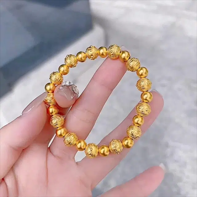 雅生珠宝 六字箴言转运珠圆珠 古法#好运 足金 按克计价 黄金手串 女款