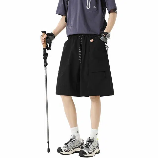 【dme】 美式复古潮流个性简约薄款冰丝速干工装裤休闲短裤 男女同款