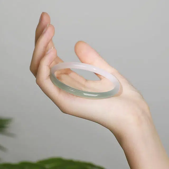 童画 半山半水 冰透新中式国风古典气质优雅显白清冷感 精致简约轻奢高级贵气温婉百搭通勤穿搭汉服旗袍#好运 玉髓 手镯 女款