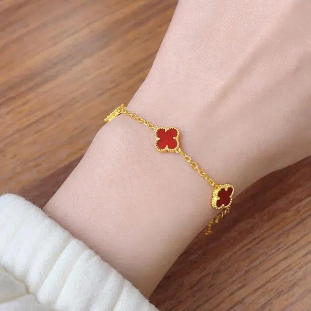 尚仟伊 【幸运花 有钱花】国潮招财幸运草手饰 森系甜美优雅精致简约经典通勤配饰 甜蜜饰爱#好运 合金 手链 女款