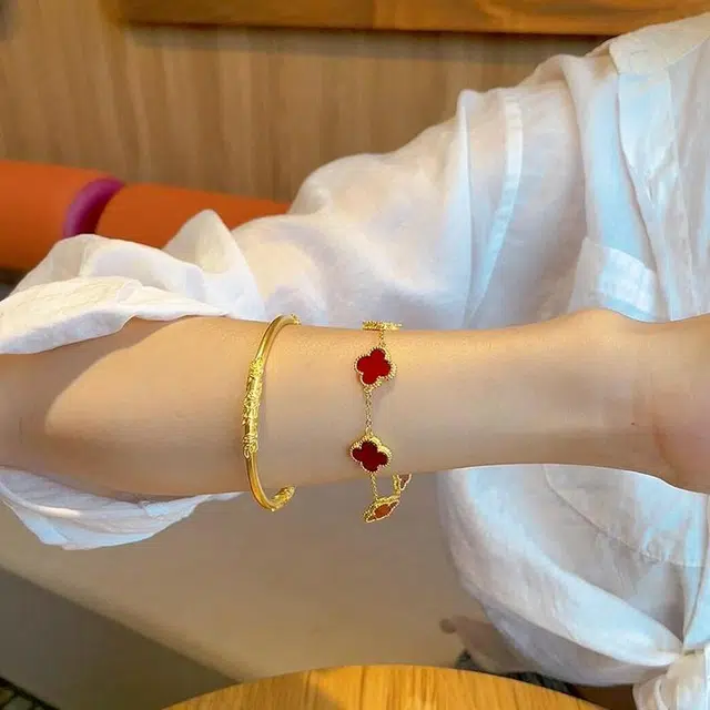 尚仟伊 【幸运花 有钱花】国潮招财幸运草手饰 森系甜美优雅精致简约经典通勤配饰 甜蜜饰爱#好运 合金 手链 女款