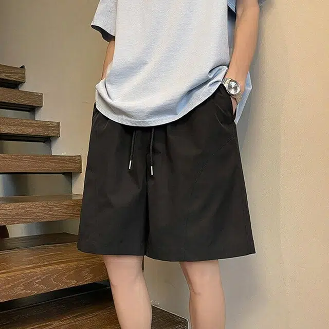 宾力克 凉感透气排汗亲肤基础款纯色简约潮流百搭中性风运动跑步篮球四分直筒过膝休闲短裤 男女同款