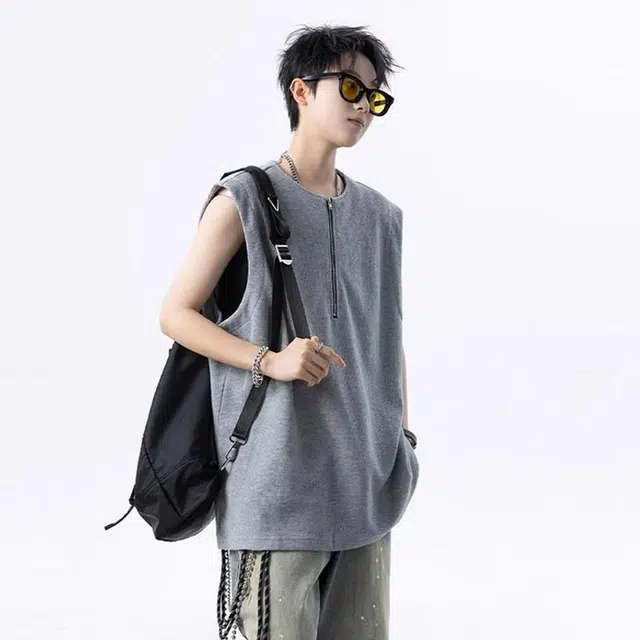 佐菲利 美式高街潮牌宽松休闲运动背心 男女同款
