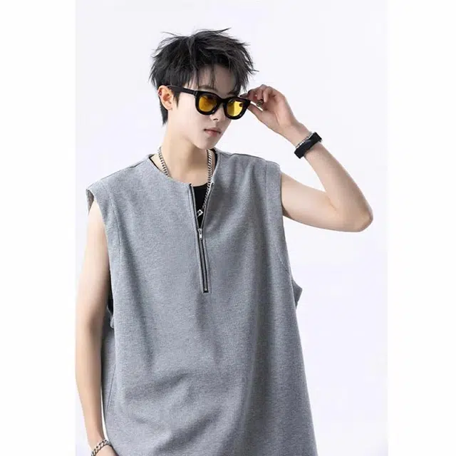 佐菲利 美式高街潮牌宽松休闲运动背心 男女同款