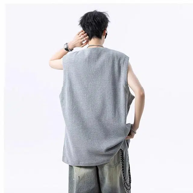 佐菲利 美式高街潮牌宽松休闲运动背心 男女同款