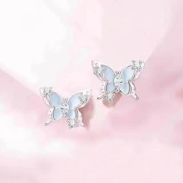 九隆古 星河梦幻蝴蝶夜光 对戒甜蜜浪漫 森系甜美轻奢小众开口可调节 合金  耳钉 女款