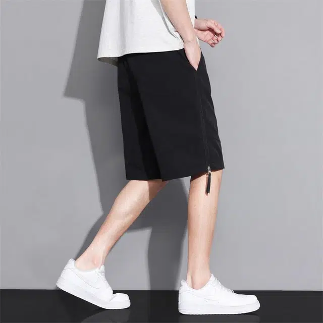 依文 美式简约复古系带宽松时尚潮流百搭舒适五分裤工装短裤 男女同款