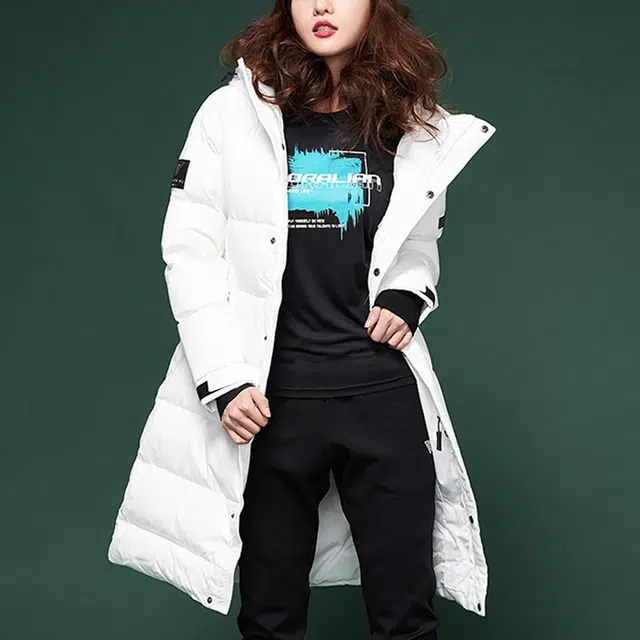 可莱安 防寒保暖连帽时尚加厚羽绒服 男女同款 白色