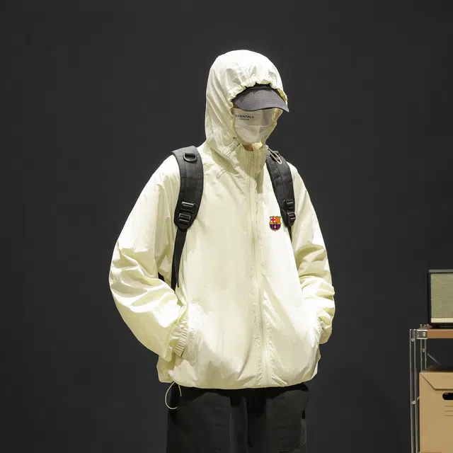 巴塞罗那足球俱乐部 户外冰皮轻薄外套皮肤衣宽松连帽 超轻透气防紫外线防晒服 男女同款