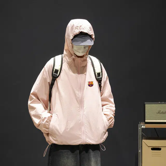 巴塞罗那足球俱乐部 户外冰皮轻薄外套皮肤衣宽松连帽 超轻透气防紫外线防晒服 男女同款