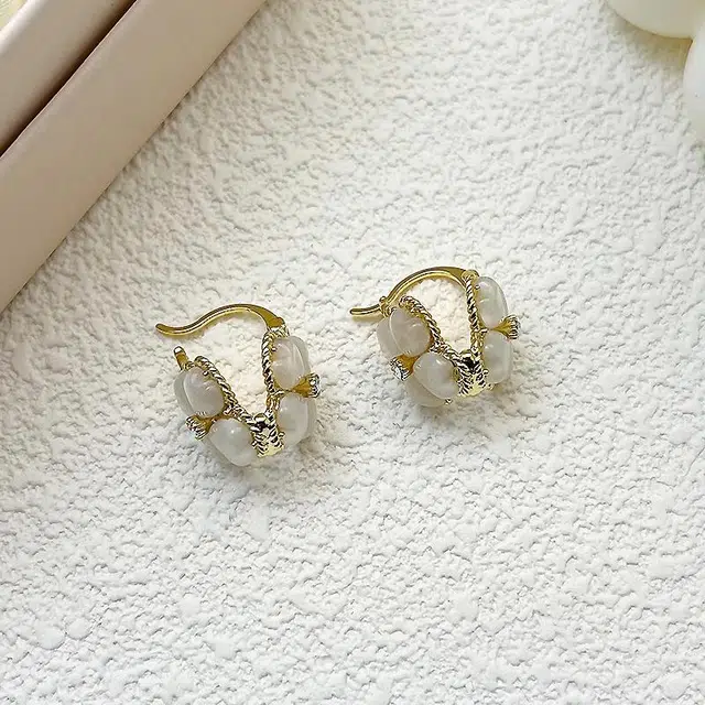 双生恋 双面爱心四叶草耳扣小众设计感百搭时尚精致日常通勤约会耳饰轻奢高级感 铜 耳环 女款