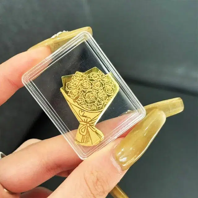 【招财吸金999金片】 九龙古 玫瑰花束浪漫经典永不凋零恋爱告白轻奢时尚背部日常通勤#好运#好运 贴片 挂件 男女同款情侣款