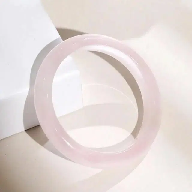 尚银福 浅粉少女 森系小清新时尚优雅气质轻奢高级感 国潮新中式简约小众创意设计百搭镯子 玻璃猫眼 玉石手镯 女款