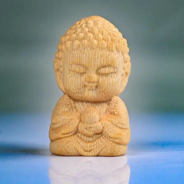 仙友 新中式国潮文玩宝宝佛精工雕刻 好运莲莲诸事顺利 平安顺遂 盘玩收藏 竹木 把件 男女同款情侣款