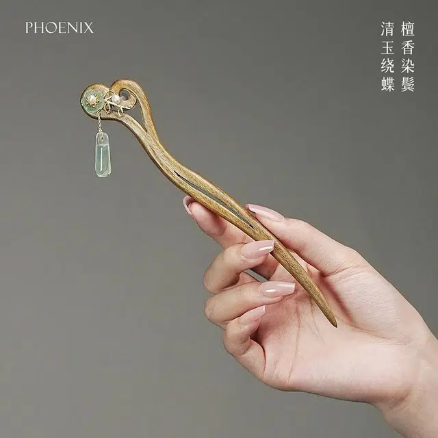 【以东方木韵礼献臻情】 凤凰涅磐 新中式檀木簪子 复古精致小众高级感手工雕刻原创设计#好运 绿檀 发簪 女款