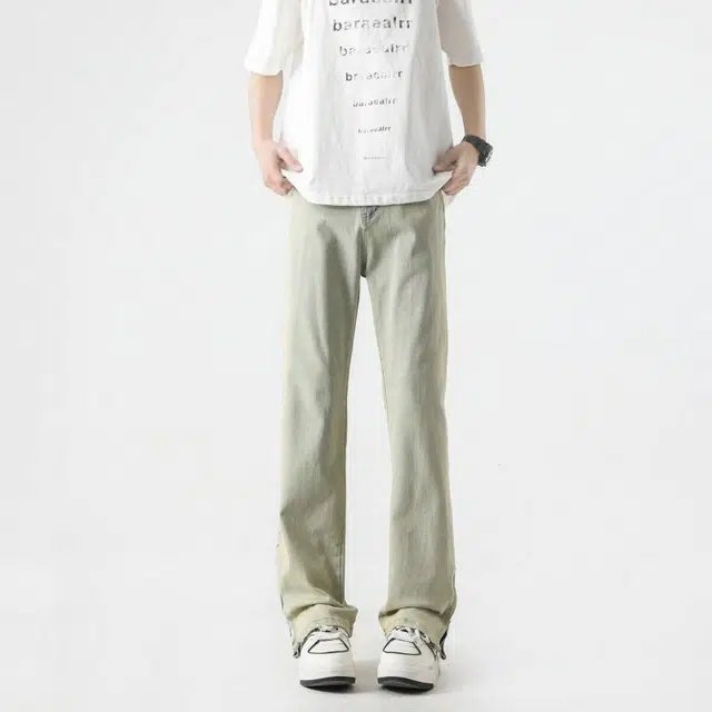 加荣 美式潮牌做旧长裤青少年帅气宽松弯刀裤水洗复古休闲裤简约牛仔裤 男女同款